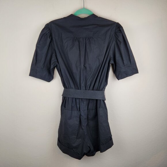 A.L.C. Erica Black Puff Sleeve Belted Romper Lightweight Cotton sz 4 - Picture 5 of 13